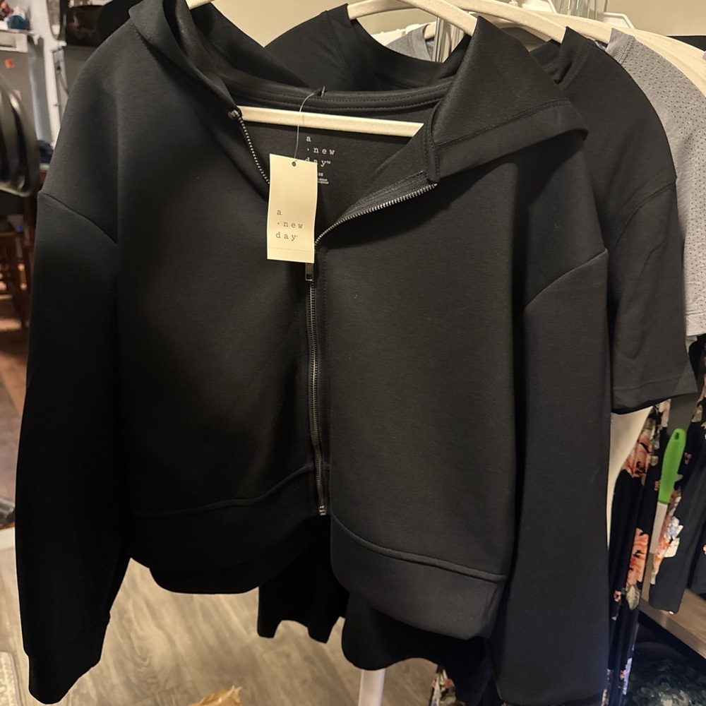 A New Day Black Boxy Oversized Short Sleeve Sweatshirt
